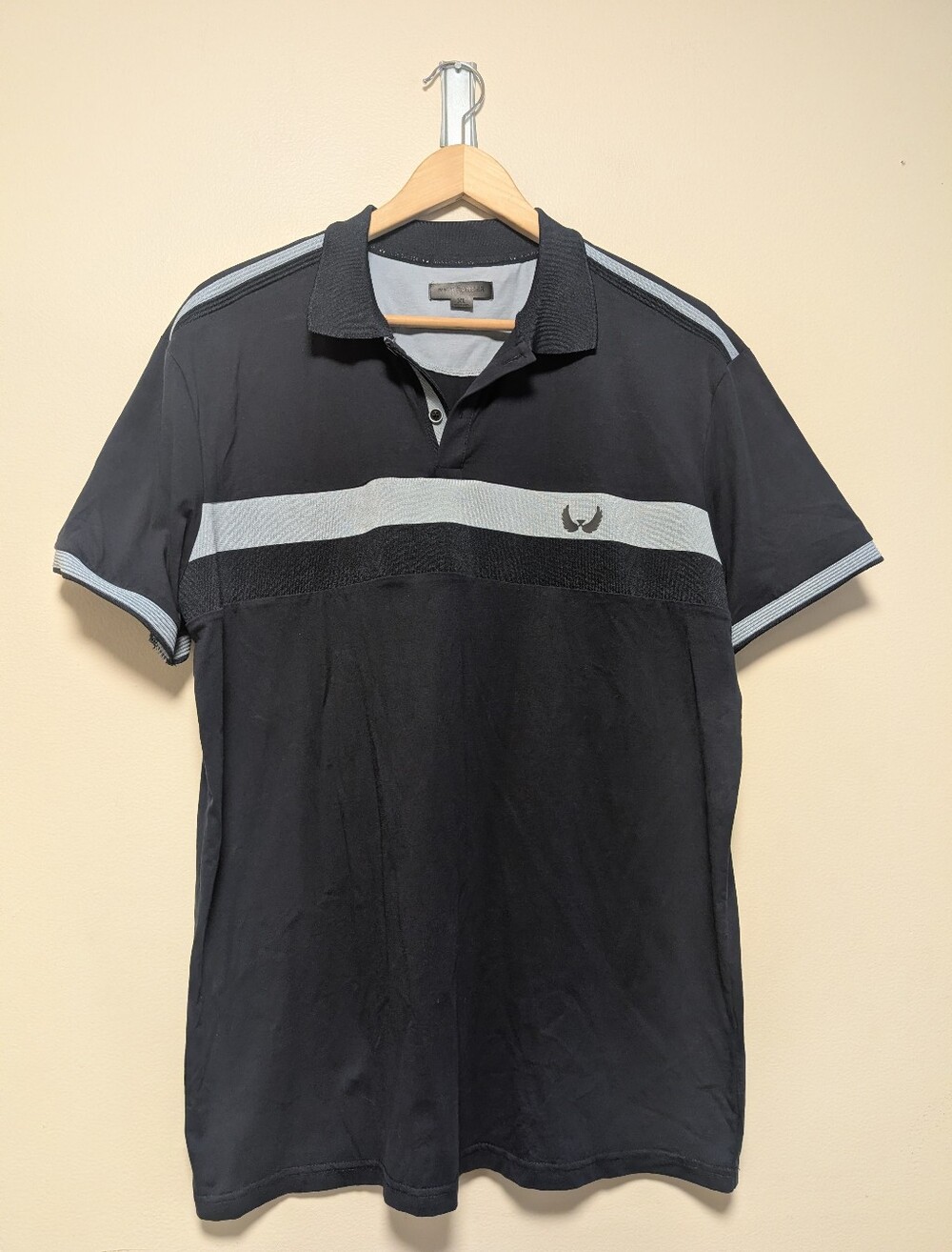 Nick Danger Polo Shirt Mens XL Black Gray Stripe Golf Casual Logo